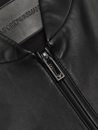 Emporio Armani Men's Leather Oversized Bomber Jacket - Black Beauty | Thumbnail 7 Emporio Armani Men's Leather Oversized Bomber Jacket - Black Beauty | Thumbnail 7