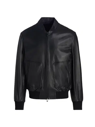 Emporio Armani Men's Leather Oversized Bomber Jacket - Black Beauty | Thumbnail 1 Emporio Armani Men's Leather Oversized Bomber Jacket - Black Beauty | Thumbnail 1
