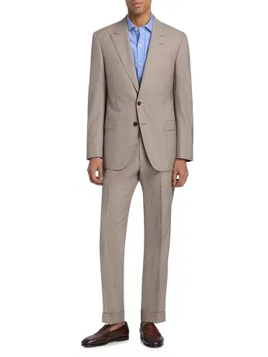Emporio Armani Men's Tonal Textured Single-Breasted Wool, Silk & Linen Suit - Tan - Size 48 | Thumbnail 3 Emporio Armani Men's Tonal Textured Single-Breasted Wool, Silk & Linen Suit - Tan - Size 48 | Thumbnail 3