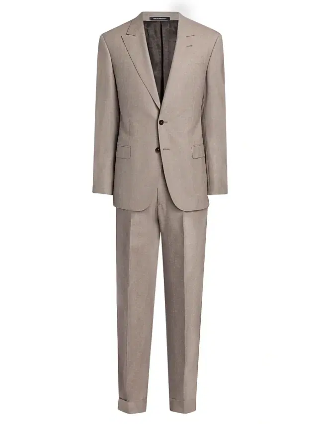 Men's Tonal Textured Single-Breasted Wool, Silk & Linen Suit - Tan - Size 48 Men's Tonal Textured Single-Breasted Wool, Silk & Linen Suit - Tan - Size 48