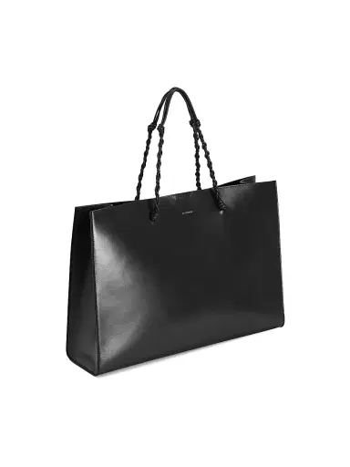 Jil Sander Women's Tangle Leather Shopping Tote Bag - Black | Thumbnail 2 Jil Sander Women's Tangle Leather Shopping Tote Bag - Black | Thumbnail 2