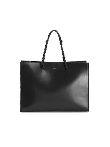 Jil Sander Women's Tangle Leather Shopping Tote Bag - Black | Thumbnail 1 Jil Sander Women's Tangle Leather Shopping Tote Bag - Black | Thumbnail 1