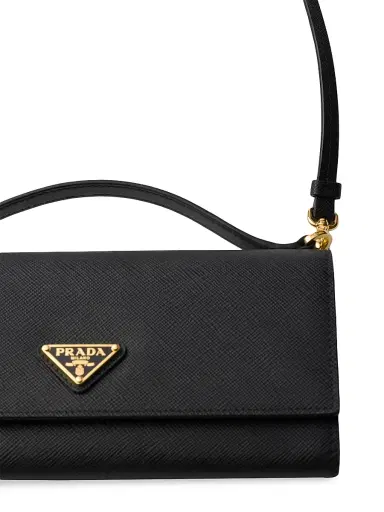 Prada Women's Saffiano Leather Wallet with Shoulder Strap - Black | Thumbnail 5 Prada Women's Saffiano Leather Wallet with Shoulder Strap - Black | Thumbnail 5
