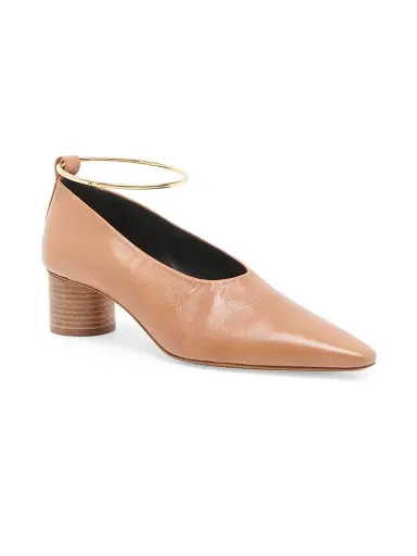 Jil Sander Women's 45MM Cylinder-Heel Leather Pumps - Pecan - Size 11 | Thumbnail 2 Jil Sander Women's 45MM Cylinder-Heel Leather Pumps - Pecan - Size 11 | Thumbnail 2