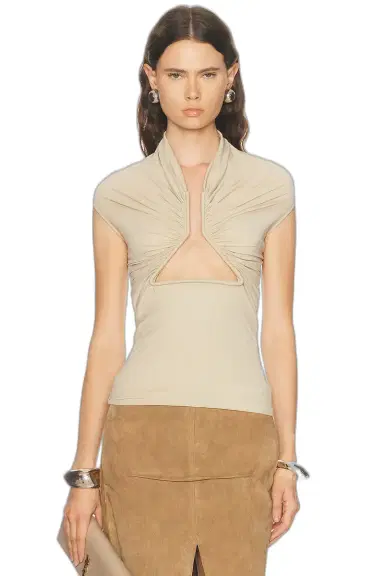 Rick Owens Jersey Short Sleeve Prong Top | Thumbnail 1 Rick Owens Jersey Short Sleeve Prong Top | Thumbnail 1