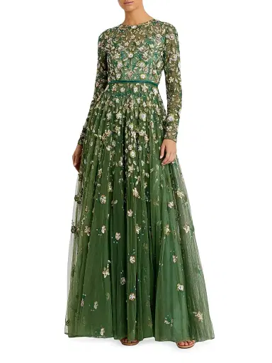 Mac Duggal Women's Embellished Tulle Fit & Flare Gown - Antique Rose | Thumbnail 1 Mac Duggal Women's Embellished Tulle Fit & Flare Gown - Antique Rose | Thumbnail 1