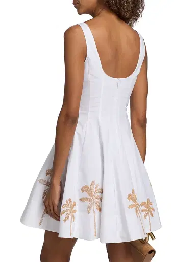 Staud Women's Wells Palm-Embroidered Minidress - White Embroidery - Size 14 | Thumbnail 5 Staud Women's Wells Palm-Embroidered Minidress - White Embroidery - Size 14 | Thumbnail 5