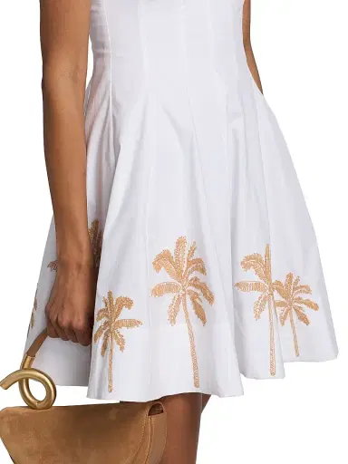 Staud Women's Wells Palm-Embroidered Minidress - White Embroidery - Size 14 | Thumbnail 6 Staud Women's Wells Palm-Embroidered Minidress - White Embroidery - Size 14 | Thumbnail 6