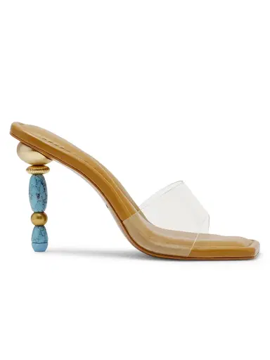 Cult Gaia Women's Mahina 100MM Beaded-Heel Sandals - Clear Ibiza Turquoise - Size 10.5 | Thumbnail 1 Cult Gaia Women's Mahina 100MM Beaded-Heel Sandals - Clear Ibiza Turquoise - Size 10.5 | Thumbnail 1