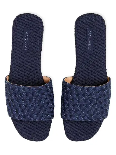 Naghedi Women's St. Barths Double Weave Denim Slide Sandals | Thumbnail 2 Naghedi Women's St. Barths Double Weave Denim Slide Sandals | Thumbnail 2