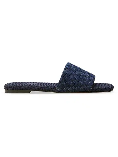 Naghedi Women's St. Barths Double Weave Denim Slide Sandals | Thumbnail 1 Naghedi Women's St. Barths Double Weave Denim Slide Sandals | Thumbnail 1