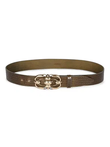 Isabel Marant Women's Mirko Croc-Embossed Leather Belt - Dark Khaki | Thumbnail 1 Isabel Marant Women's Mirko Croc-Embossed Leather Belt - Dark Khaki | Thumbnail 1
