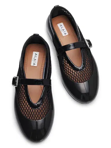 Alaïa Women's Ballerina Fishnet Rubber Flats - Noir | Thumbnail 4 Alaïa Women's Ballerina Fishnet Rubber Flats - Noir | Thumbnail 4