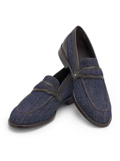Manolo Blahnik Men's Alamo Denim & Leather Loafers - Dark Blue - Size 9 | Thumbnail 2 Manolo Blahnik Men's Alamo Denim & Leather Loafers - Dark Blue - Size 9 | Thumbnail 2