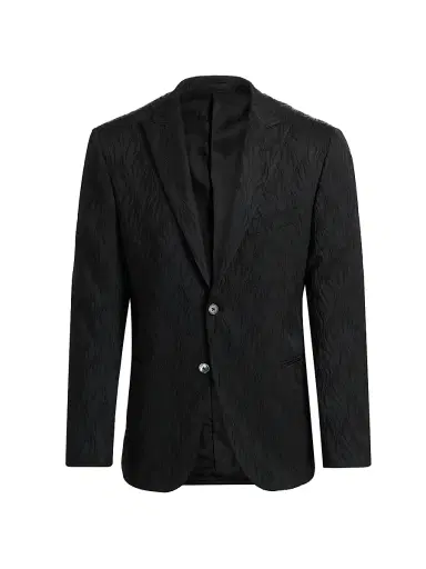 CORNELIANI Men's Black Flame Single-Breasted Evening Jacket - Black - Size 48 | Thumbnail 1 CORNELIANI Men's Black Flame Single-Breasted Evening Jacket - Black - Size 48 | Thumbnail 1