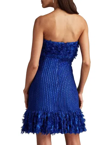 Tadashi Shoji Women's Frayed Strapless Minidress - Neon Blue - Size 10 | Thumbnail 5 Tadashi Shoji Women's Frayed Strapless Minidress - Neon Blue - Size 10 | Thumbnail 5