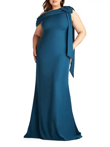 Tadashi Shoji Women's Plus One-Shoulder Crepe Sheath Gown - Royal Blue | Thumbnail 2 Tadashi Shoji Women's Plus One-Shoulder Crepe Sheath Gown - Royal Blue | Thumbnail 2