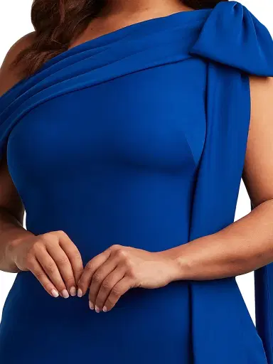 Tadashi Shoji Women's Plus One-Shoulder Crepe Sheath Gown - Royal Blue | Thumbnail 11 Tadashi Shoji Women's Plus One-Shoulder Crepe Sheath Gown - Royal Blue | Thumbnail 11