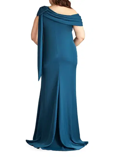 Tadashi Shoji Women's Plus One-Shoulder Crepe Sheath Gown - Royal Blue | Thumbnail 4 Tadashi Shoji Women's Plus One-Shoulder Crepe Sheath Gown - Royal Blue | Thumbnail 4