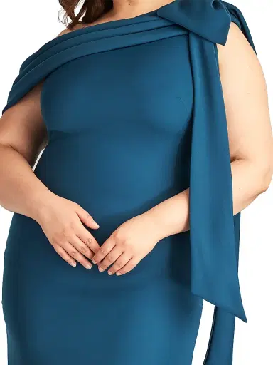 Tadashi Shoji Women's Plus One-Shoulder Crepe Sheath Gown - Royal Blue | Thumbnail 5 Tadashi Shoji Women's Plus One-Shoulder Crepe Sheath Gown - Royal Blue | Thumbnail 5