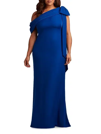 Tadashi Shoji Women's Plus One-Shoulder Crepe Sheath Gown - Royal Blue | Thumbnail 7 Tadashi Shoji Women's Plus One-Shoulder Crepe Sheath Gown - Royal Blue | Thumbnail 7