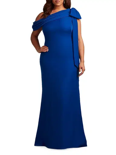 Tadashi Shoji Women's Plus One-Shoulder Crepe Sheath Gown - Royal Blue | Thumbnail 9 Tadashi Shoji Women's Plus One-Shoulder Crepe Sheath Gown - Royal Blue | Thumbnail 9