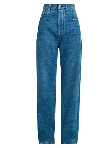 Bottega Veneta Women's Cotton High-Rise Wide-Leg Jeans - Mid Blue - Size 10 | Thumbnail 1 Bottega Veneta Women's Cotton High-Rise Wide-Leg Jeans - Mid Blue - Size 10 | Thumbnail 1