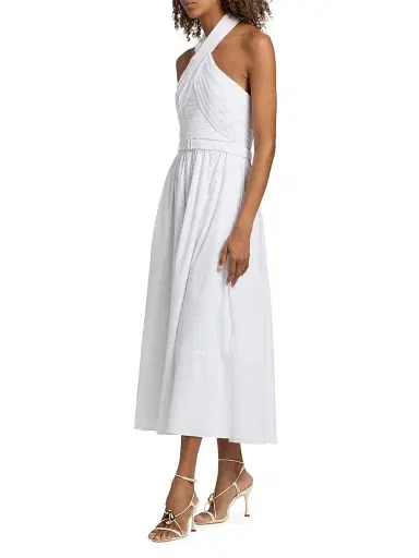 Cinq à Sept Women's Marcie Cross-Front Halter Midi-Dress - White | Thumbnail 4 Cinq à Sept Women's Marcie Cross-Front Halter Midi-Dress - White | Thumbnail 4
