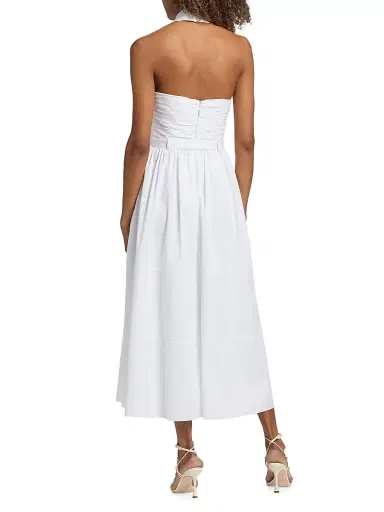Cinq à Sept Women's Marcie Cross-Front Halter Midi-Dress - White | Thumbnail 5 Cinq à Sept Women's Marcie Cross-Front Halter Midi-Dress - White | Thumbnail 5