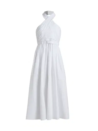 Cinq à Sept Women's Marcie Cross-Front Halter Midi-Dress - White | Thumbnail 1 Cinq à Sept Women's Marcie Cross-Front Halter Midi-Dress - White | Thumbnail 1