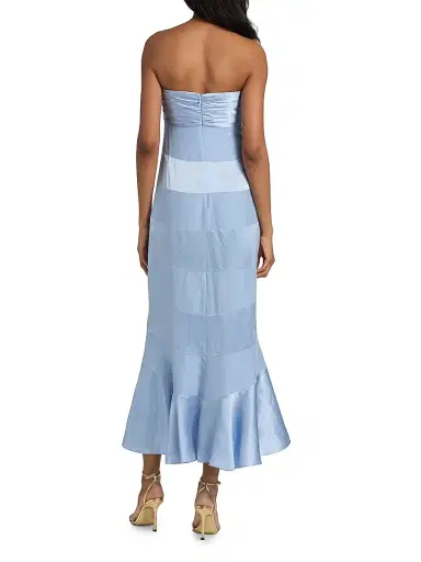 Cinq à Sept Women's Cadilyn Silk Stripe Bow Midi-Dress - Cornflower | Thumbnail 5 Cinq à Sept Women's Cadilyn Silk Stripe Bow Midi-Dress - Cornflower | Thumbnail 5