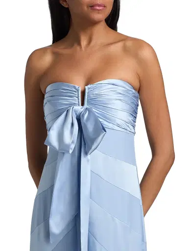 Cinq à Sept Women's Cadilyn Silk Stripe Bow Midi-Dress - Cornflower | Thumbnail 6 Cinq à Sept Women's Cadilyn Silk Stripe Bow Midi-Dress - Cornflower | Thumbnail 6