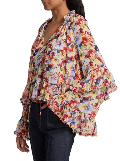 Cinq à Sept Women's Ellys Wildflower Bunch Top - Gardenia Multi | Thumbnail 4 Cinq à Sept Women's Ellys Wildflower Bunch Top - Gardenia Multi | Thumbnail 4