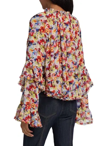 Cinq à Sept Women's Ellys Wildflower Bunch Top - Gardenia Multi | Thumbnail 5 Cinq à Sept Women's Ellys Wildflower Bunch Top - Gardenia Multi | Thumbnail 5