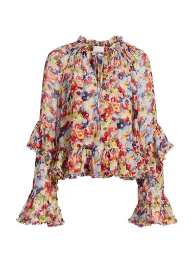 Cinq à Sept Women's Ellys Wildflower Bunch Top - Gardenia Multi | Thumbnail 1 Cinq à Sept Women's Ellys Wildflower Bunch Top - Gardenia Multi | Thumbnail 1