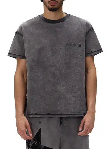 Purple Brand Men's Inside-Out Textured Cotton T-Shirt - Black | Thumbnail 2 Purple Brand Men's Inside-Out Textured Cotton T-Shirt - Black | Thumbnail 2