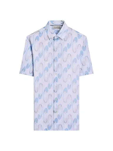 Bugatchi Men's Orson Geometric Cotton Button-Front Shirt - Hazy Blue | Thumbnail 1 Bugatchi Men's Orson Geometric Cotton Button-Front Shirt - Hazy Blue | Thumbnail 1