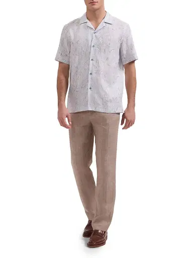 Bugatchi Men's Jackson Linen Camp Shirt - Air Blue | Thumbnail 2 Bugatchi Men's Jackson Linen Camp Shirt - Air Blue | Thumbnail 2