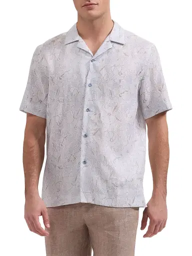 Bugatchi Men's Jackson Linen Camp Shirt | Thumbnail 3 Bugatchi Men's Jackson Linen Camp Shirt | Thumbnail 3