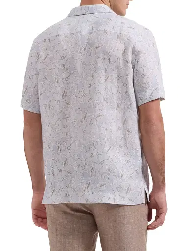 Bugatchi Men's Jackson Linen Camp Shirt - Air Blue | Thumbnail 4 Bugatchi Men's Jackson Linen Camp Shirt - Air Blue | Thumbnail 4
