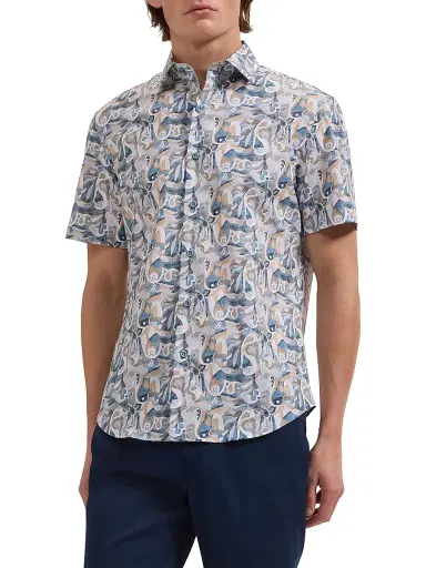 Bugatchi Men's Orson Abstract Paisley Shirt - Cobalt | Thumbnail 3 Bugatchi Men's Orson Abstract Paisley Shirt - Cobalt | Thumbnail 3