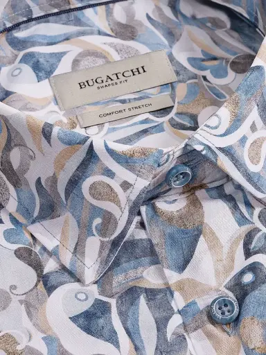 Bugatchi Men's Orson Abstract Paisley Shirt - Cobalt | Thumbnail 5 Bugatchi Men's Orson Abstract Paisley Shirt - Cobalt | Thumbnail 5