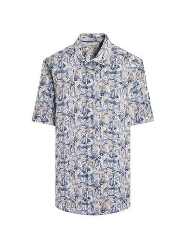 Bugatchi Men's Orson Abstract Paisley Shirt - Cobalt | Thumbnail 1 Bugatchi Men's Orson Abstract Paisley Shirt - Cobalt | Thumbnail 1