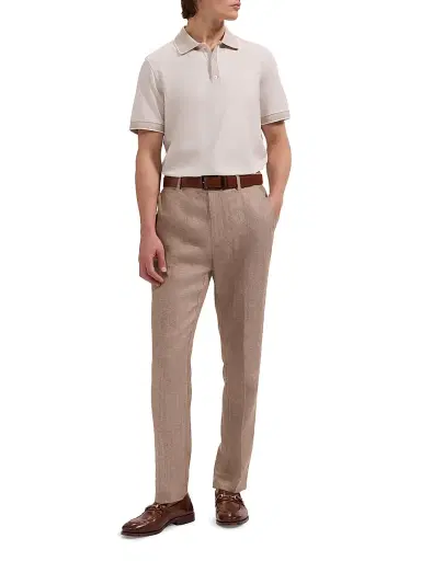 Bugatchi Men's Jacquard Herringbone Polo Shirt - Limestone | Thumbnail 2 Bugatchi Men's Jacquard Herringbone Polo Shirt - Limestone | Thumbnail 2