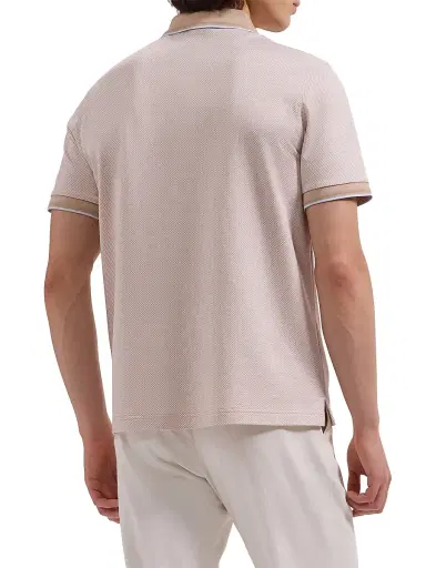 Bugatchi Men's Pin Check Cotton Quarter-Zip Polo Shirt - Sand - Size Small | Thumbnail 4 Bugatchi Men's Pin Check Cotton Quarter-Zip Polo Shirt - Sand - Size Small | Thumbnail 4