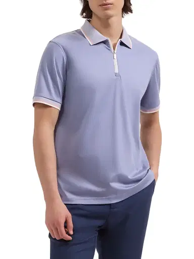 Bugatchi Men's Cotton Quarter-Zip Polo Shirt | Thumbnail 3 Bugatchi Men's Cotton Quarter-Zip Polo Shirt | Thumbnail 3