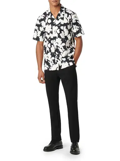 Bugatchi Men's Jackson Cotton Camp Shirt - Black | Thumbnail 2 Bugatchi Men's Jackson Cotton Camp Shirt - Black | Thumbnail 2