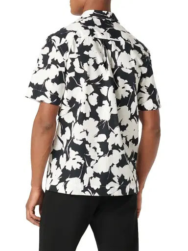 Bugatchi Men's Jackson Cotton Camp Shirt - Black | Thumbnail 4 Bugatchi Men's Jackson Cotton Camp Shirt - Black | Thumbnail 4