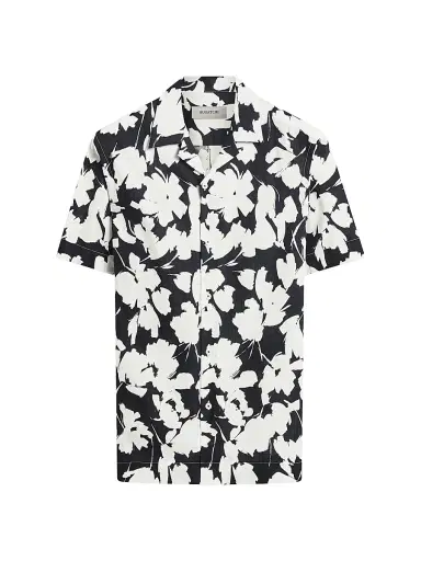 Bugatchi Men's Jackson Cotton Camp Shirt - Black | Thumbnail 1 Bugatchi Men's Jackson Cotton Camp Shirt - Black | Thumbnail 1