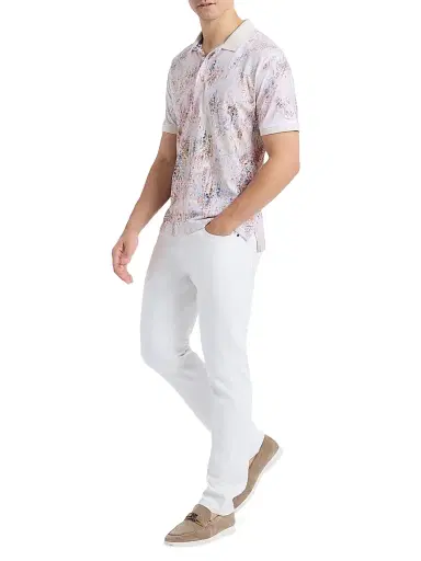 Robert Graham Men's Ryton Printed Cotton Polo Shirt - Oatmeal | Thumbnail 2 Robert Graham Men's Ryton Printed Cotton Polo Shirt - Oatmeal | Thumbnail 2